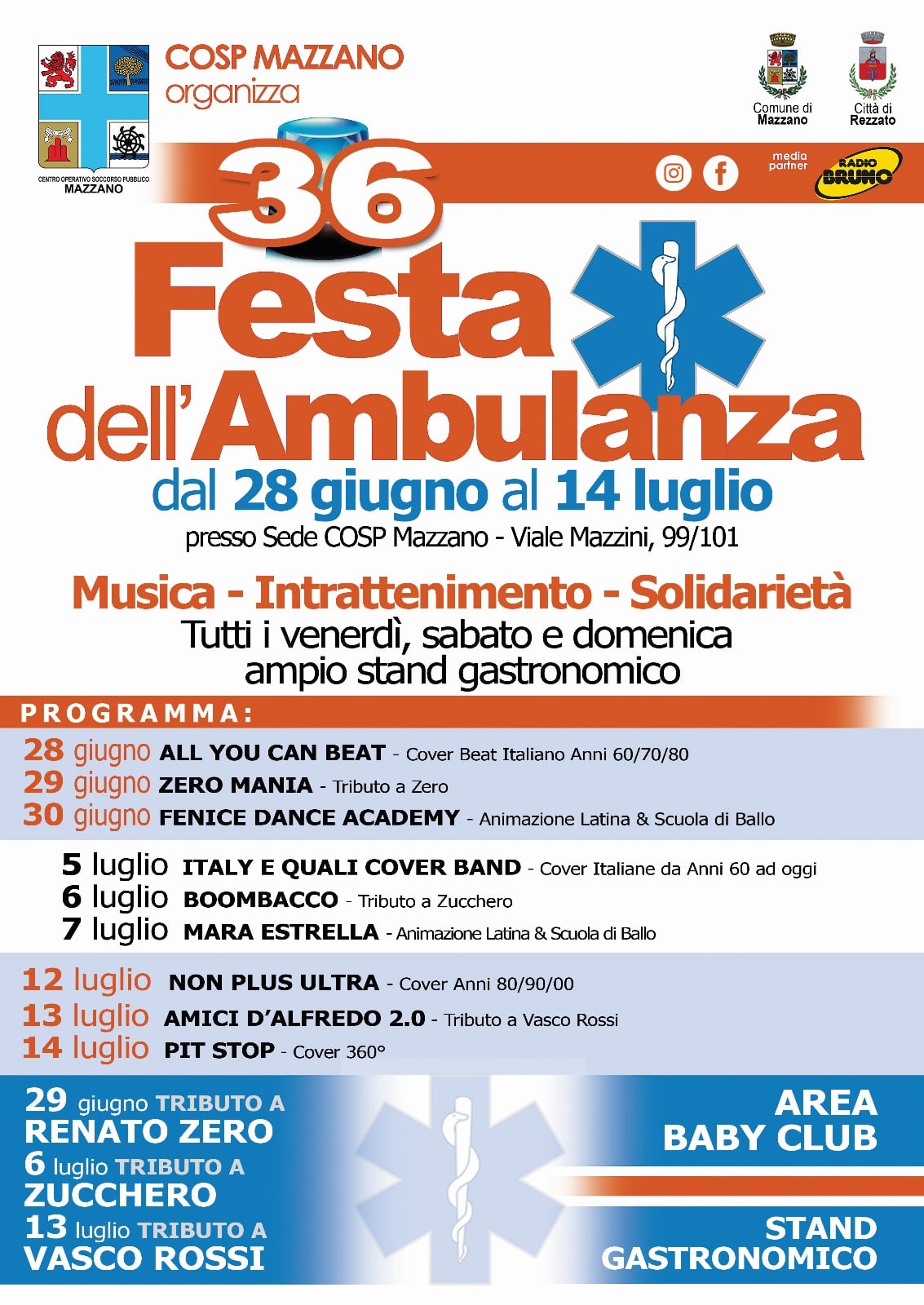 Dal 28 giugno al 14 luglio, COSP Mazzano organizza la Festa dell'Ambulanza!