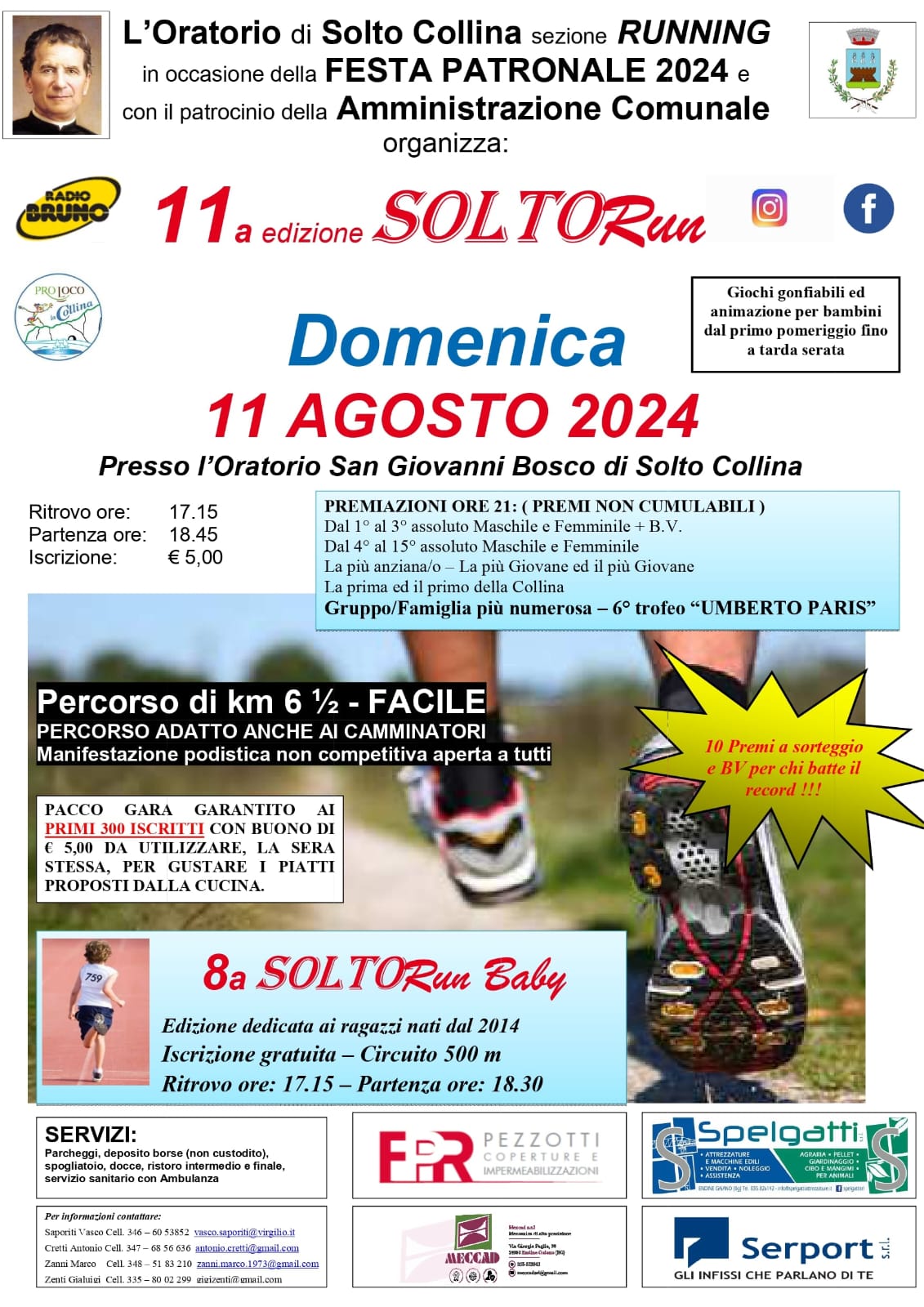 Domenica 11 agosto la 11a edizione della SoltoRun e della SoltoRun Baby