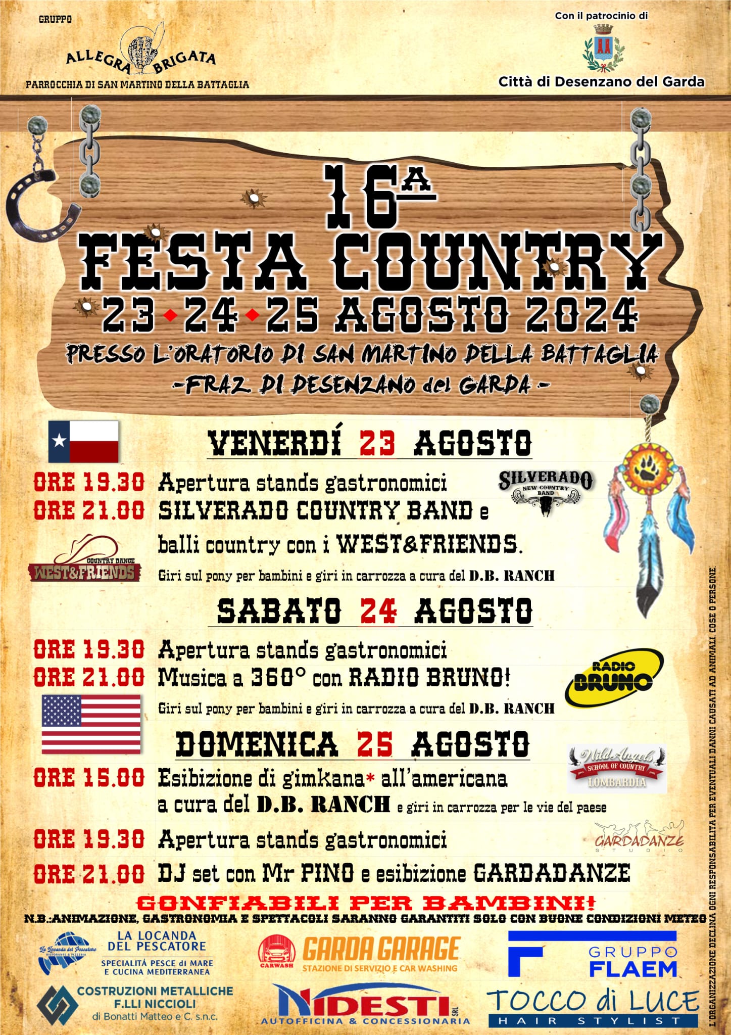 Il 23, 24 e 25 agosto, torna la Festa Country a Desenzano del Garda!