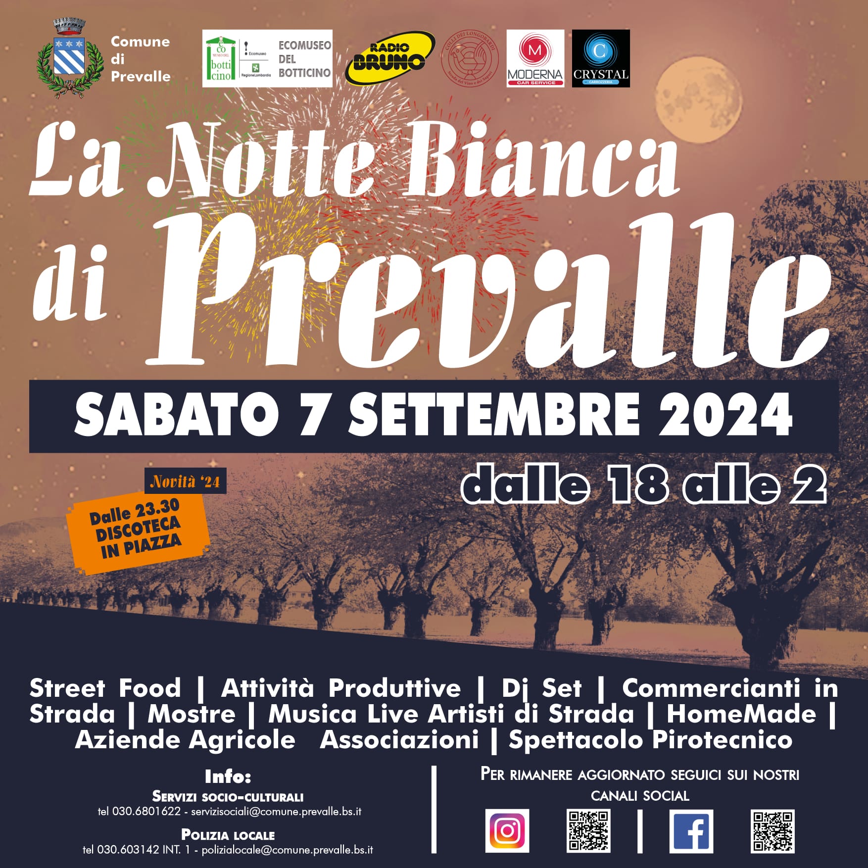 Sabato 7 settembre torna la Notte Bianca di Prevalle