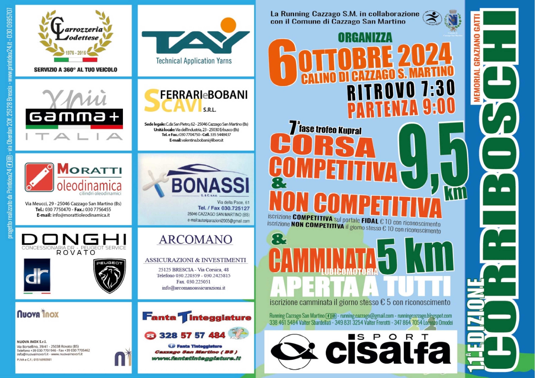 Domenica 6 ottobre appuntamento sportivo con la 11° edizione CORRIBOSCHI Memorial Graziano Gatti