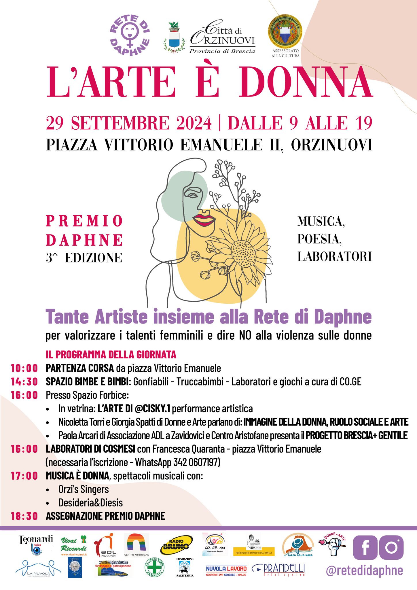 L’arte è donna: domenica 29 settembre, a Orzinuovi, la manifestazione a sostegno del centro antiviolenza Rete di Daphne