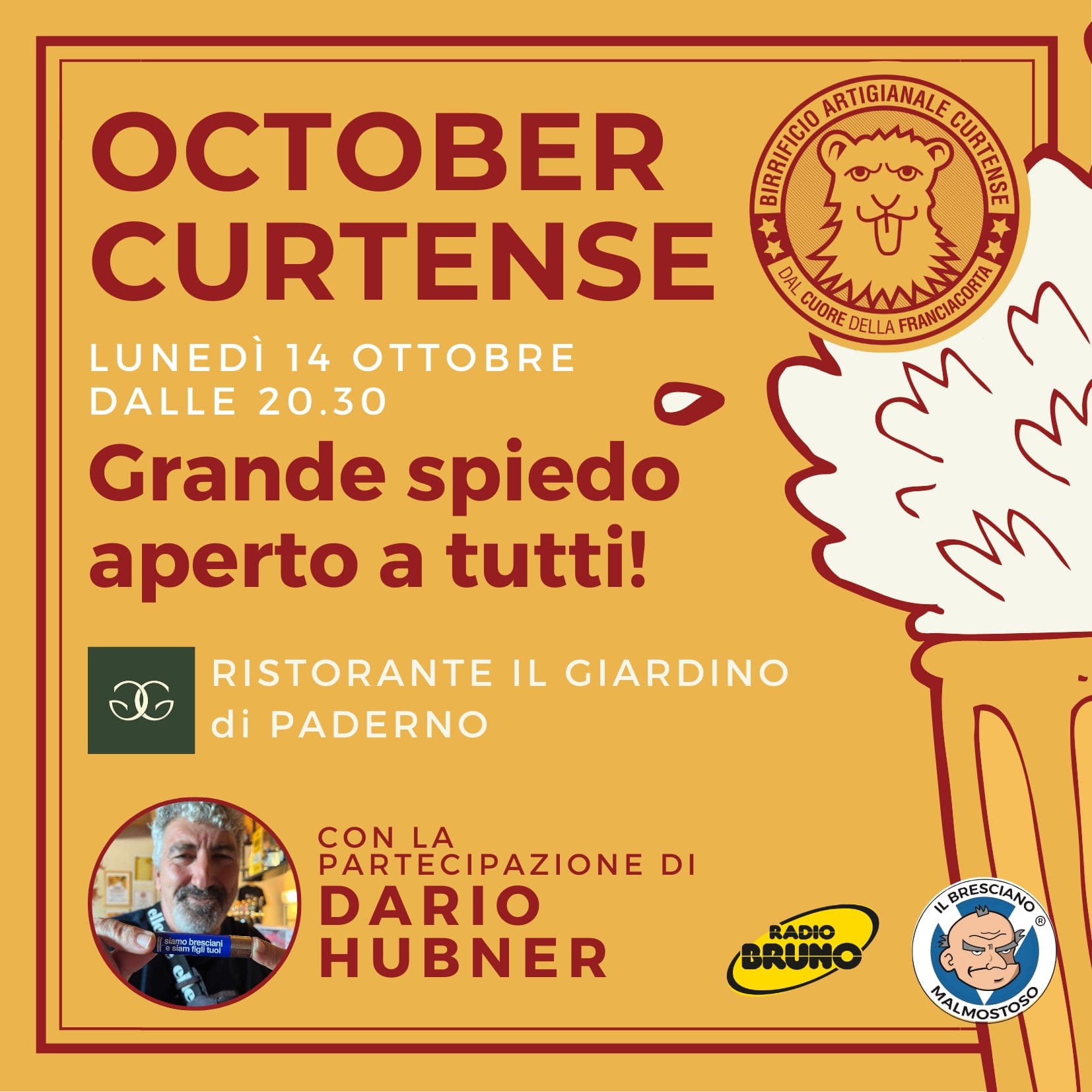 Lunedì 14 ottobre a Paderno arriva October Curtense