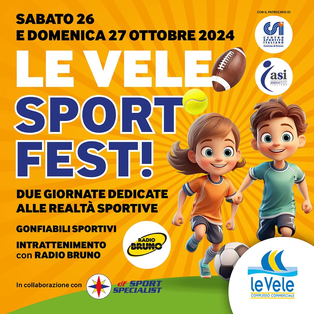 Sabato 26 e domenica 27 ottobre 2024 ⚽️ Siete tutti invitati alla seconda edizione de ⛹️‍♂️'Le Vele Sport Fest'! ‍♂️