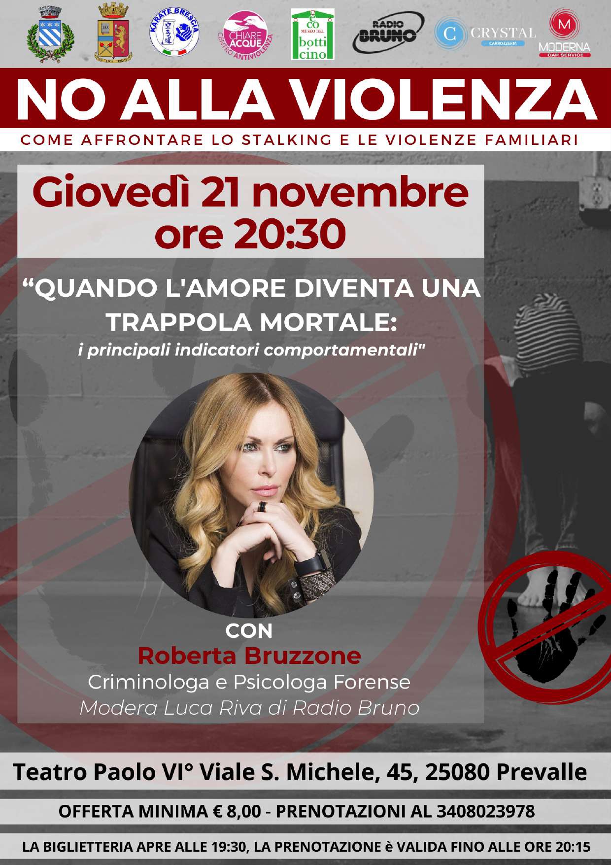 A Prevalle il 21 novembre: incontro con Roberta Bruzzone per parlare di violenza e stalking